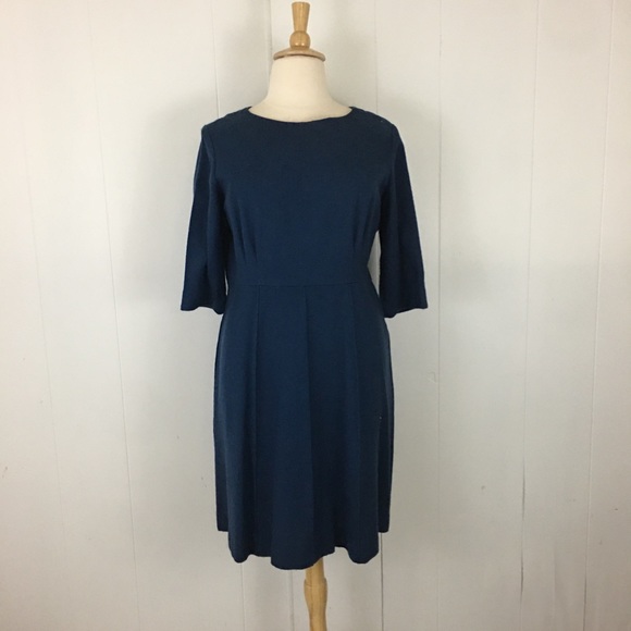 Vintage 60’s Wool Dress Women’s XL Custom Teal Half Sleeve A-Line - Picture 2 of 10
